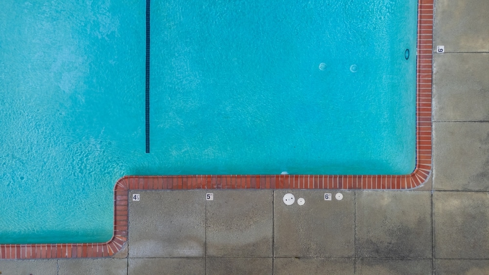 Aerial view of concrete pool coping 