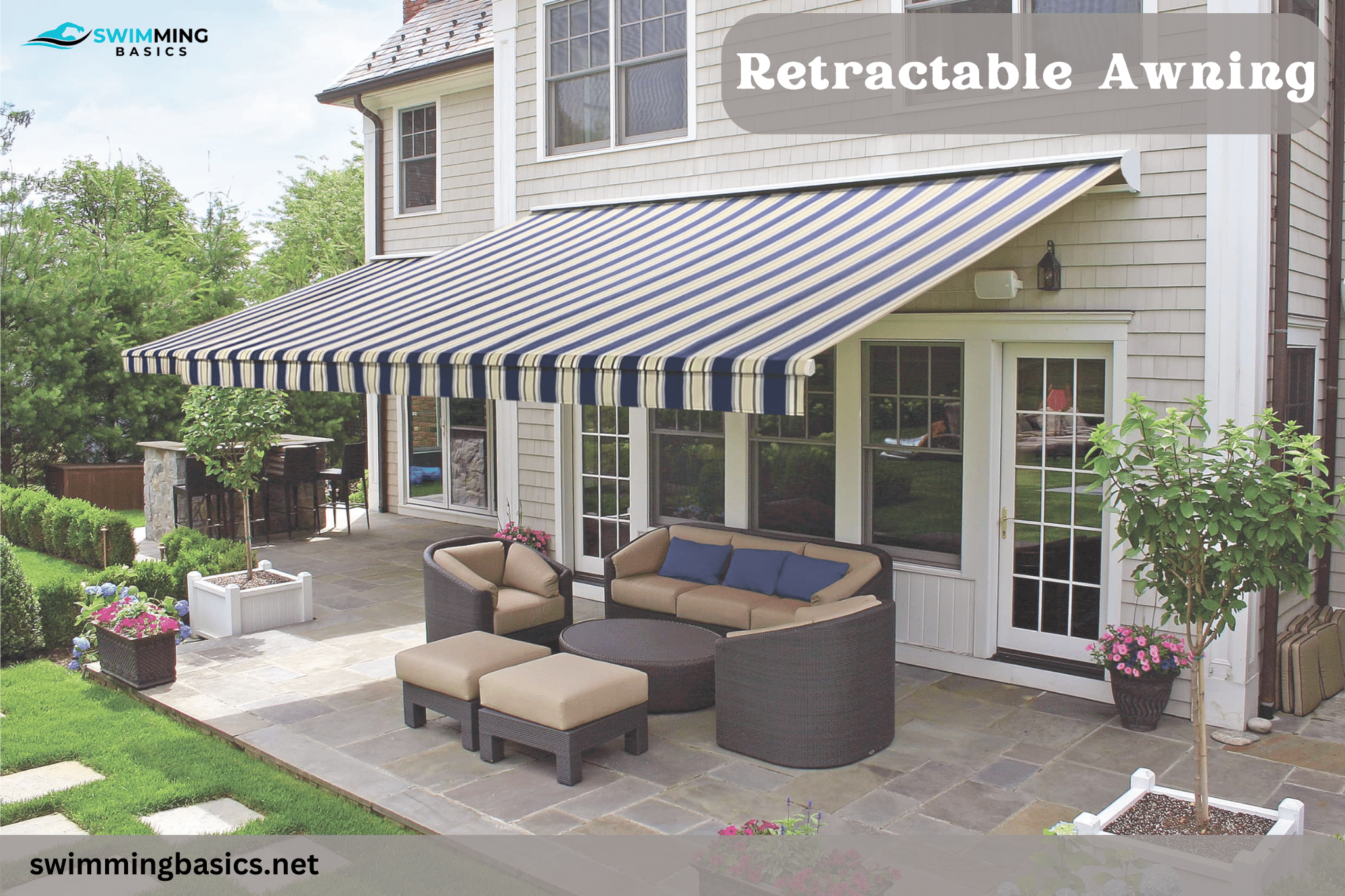 Retractable Awning in the outside patio of a house