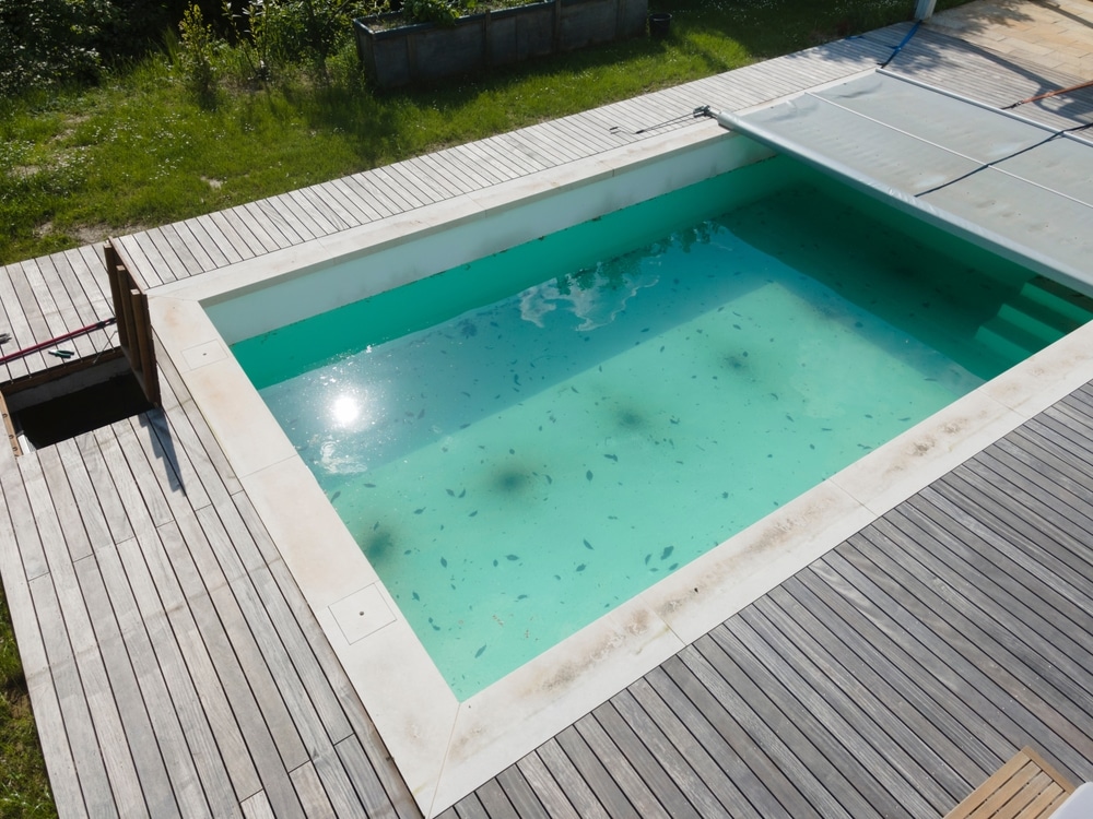 Aerial Drone Photo Of Pool After Winter Cleaning The Plane