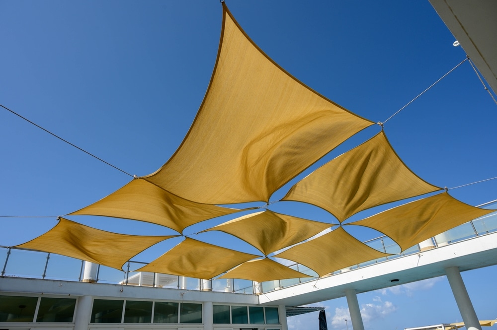 Canvas Sunshades Over The Pool